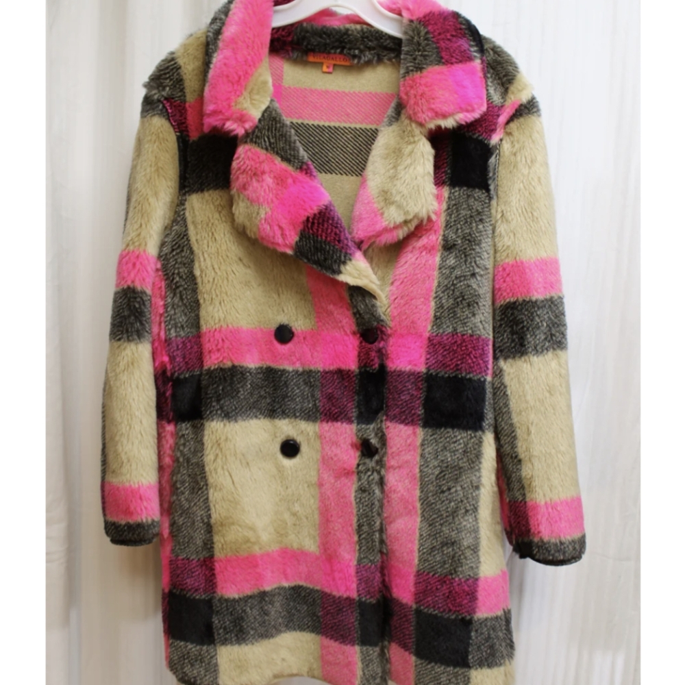 Anthropologie Vilagallo Hot Pink Teddy Coat - Picture 5 of 12